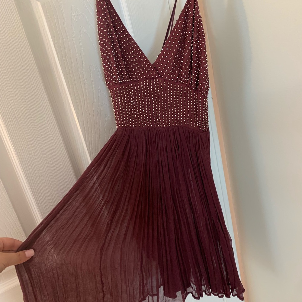 Burgundy beaded Free People swing dress